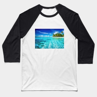 Clear Water with a Tropical Island and Blue Sky - Landscape Baseball T-Shirt